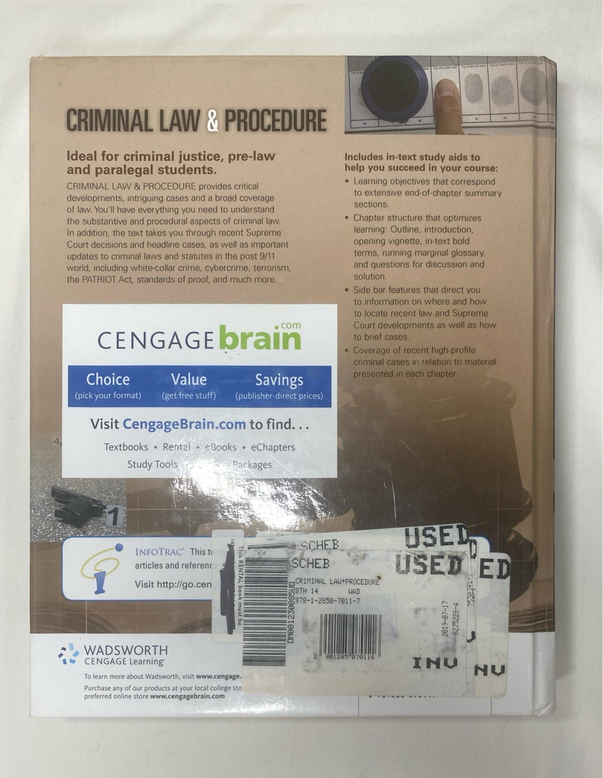 Criminal Law and Procedure 8th Edition – Hardcover By Scheb, John M – GOOD
