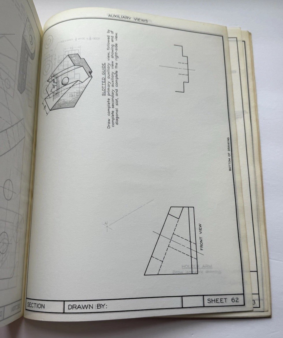 Technical Drawing Problems 1967 Spencer Hill Vintage Drafting Engineering Book